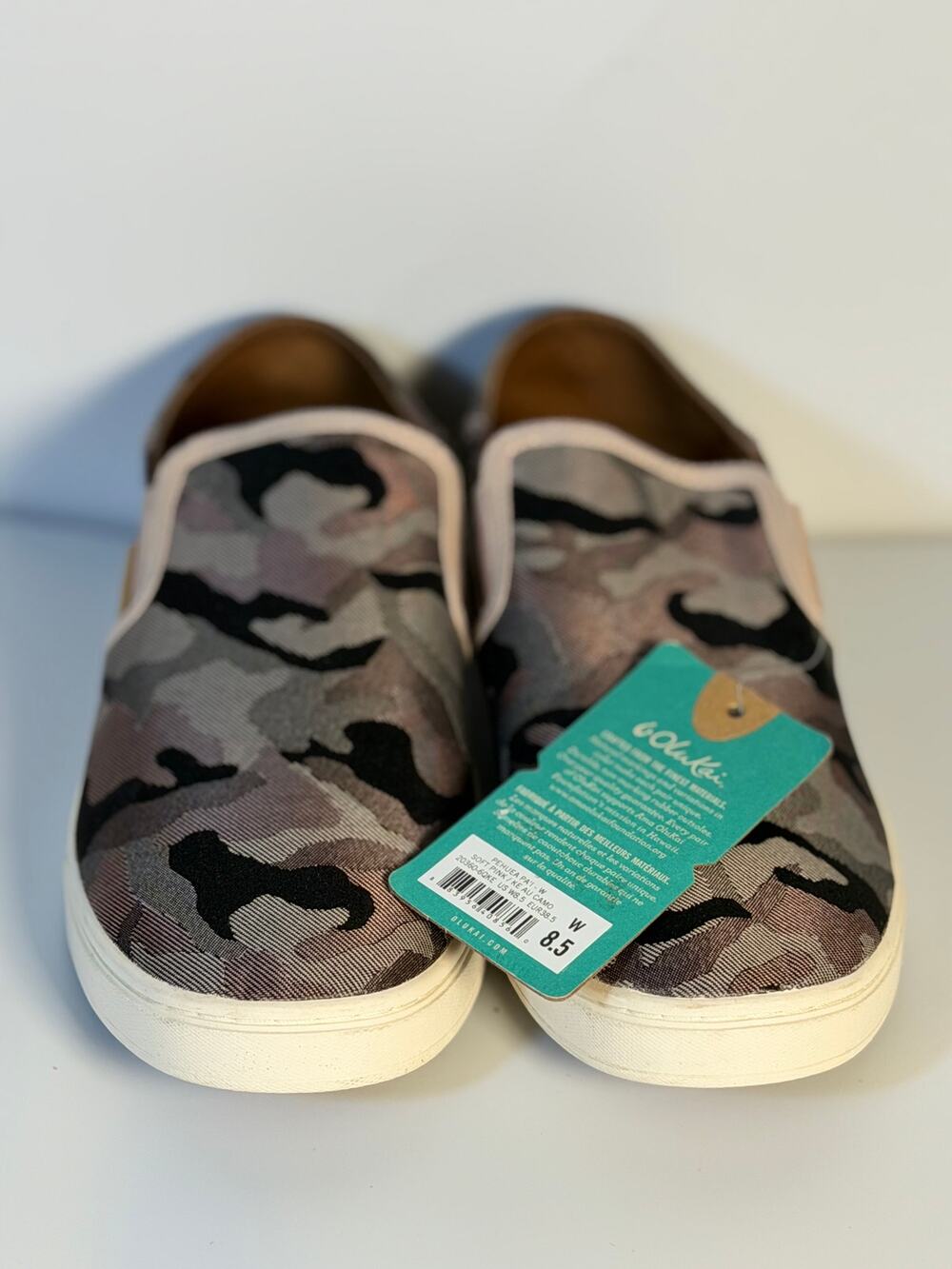 OluKai Pehuea Pa'i Slip-On Sneakers W US 8.5 Soft Pink Kaula Camo